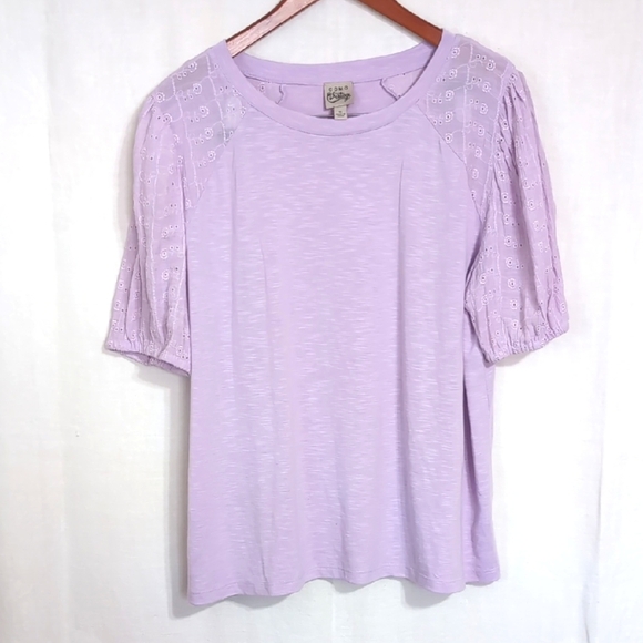 Como Vintage Light Purple Eyelet Sleeve Tee Size Extra Large - Picture 1 of 5